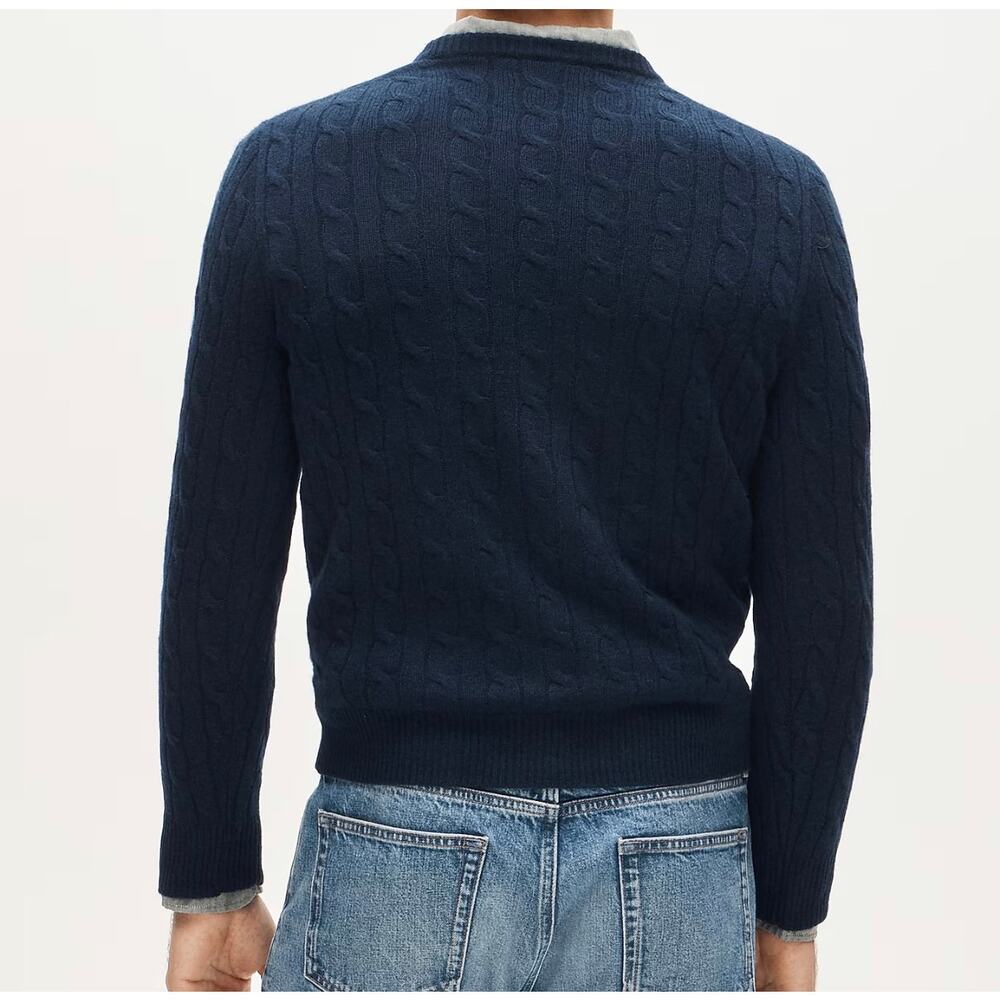 $298 New Men’s J.Crew Cashmere cable-knit sweater - Medium - Navy - Picture 3 of 8